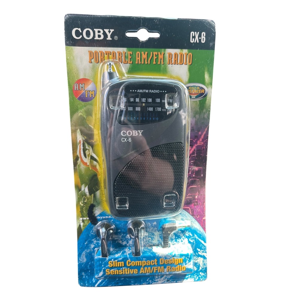 Vintage Coby CX-6 Portable AM/FM Pocket Radio NEW SEALED NOS Retro Tech
